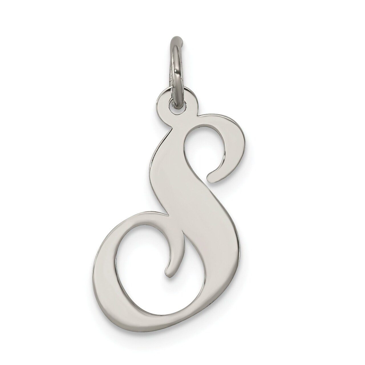 Sterling Silver Medium Script Initial Letter S Charm Jewerly 18mm x 13mm